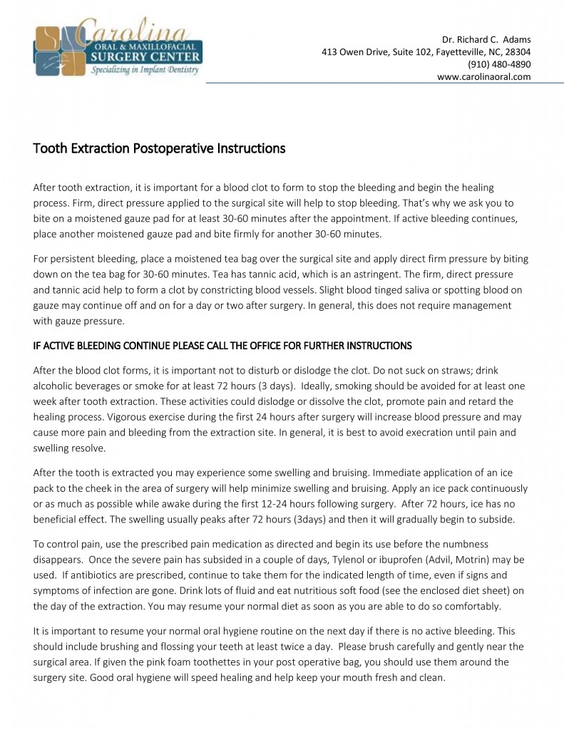 Tooth Extraction-page-001 (1) - Carolina Oral : Carolina Oral